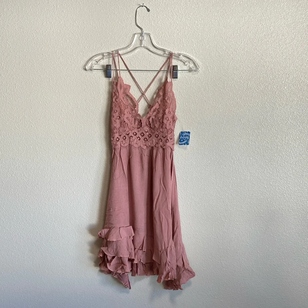 Free People Adella Slip Dress in Rose (Size XS) - Picture 3 of 11